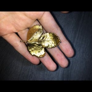 Gold plated leaf pin